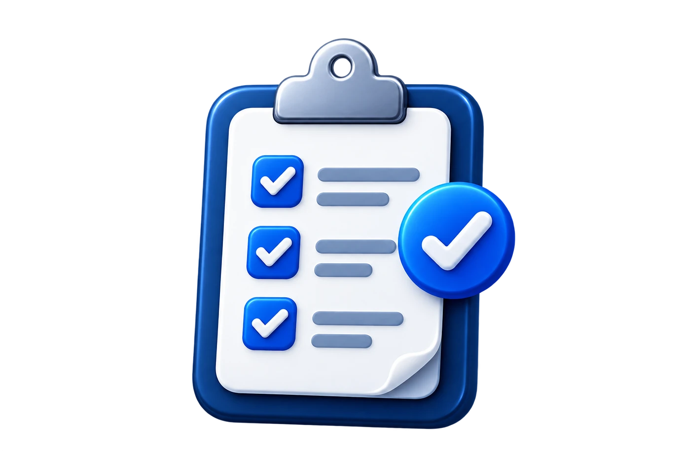 Checklist icon with a verified checkmark badge, representing transparent pricing with no hidden fees
